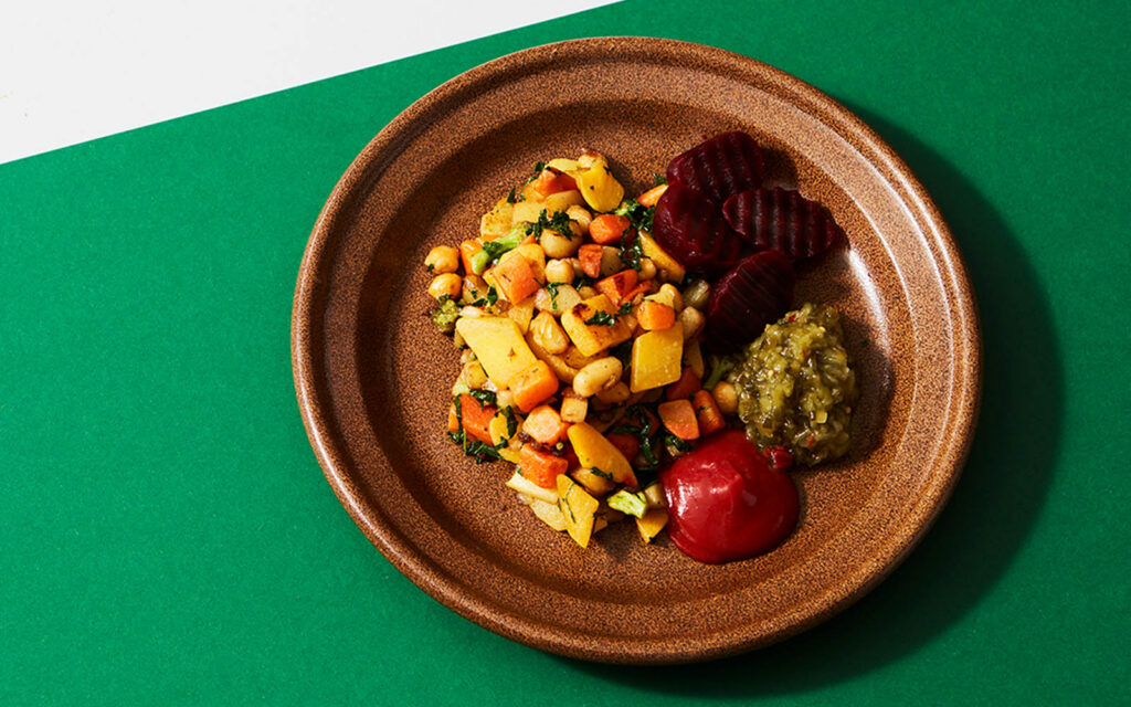 Husmanskost med vegetarisk pytt.