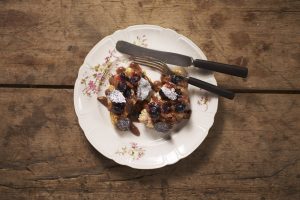 Belgiska våfflor med chockladcreme och blueberry mash